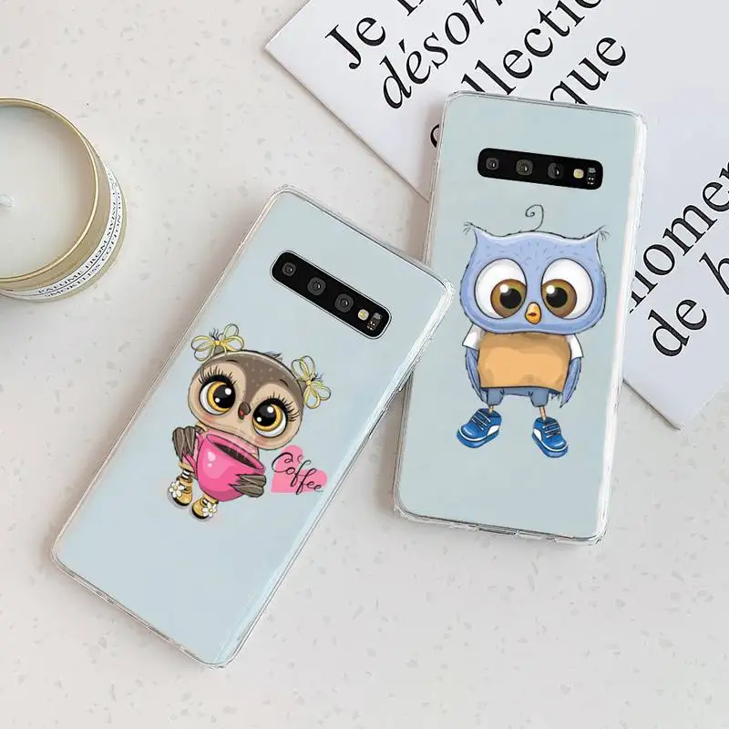 

owl cute Cartoon pink Phone Case Transparent For Samsung Galaxy A S Note 9 10 51 50 71 70 80 20 21 30s ultra plus