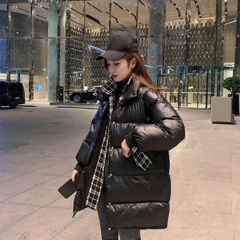 

Cotton Padded Clothes WOMEN 'S Fashion Autumn Winter 2020 New Loose Medium Length Bright Face down Cotton Padded Jacket