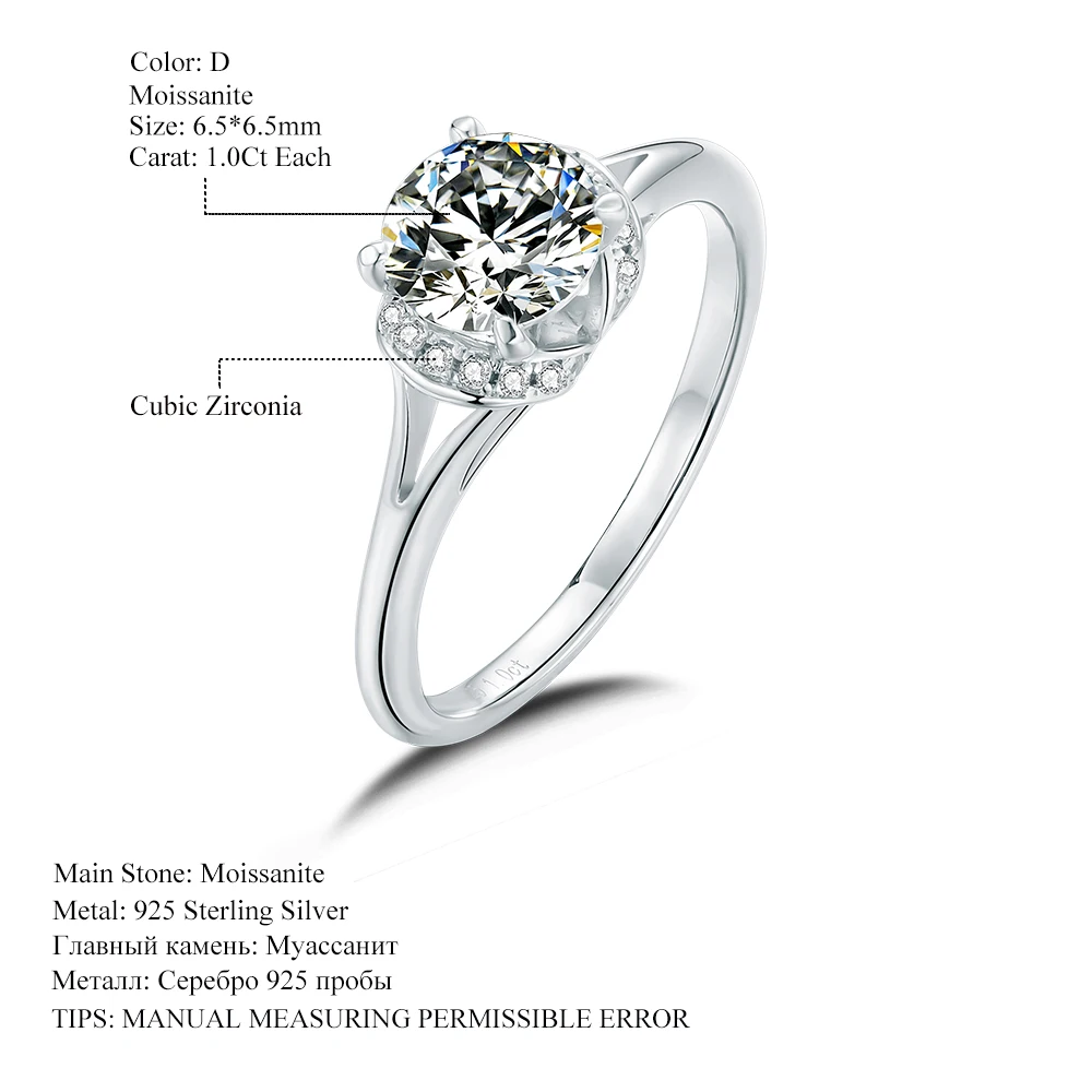 Женское кольцо из серебра 925 пробы с муассанитом | Украшения и аксессуары