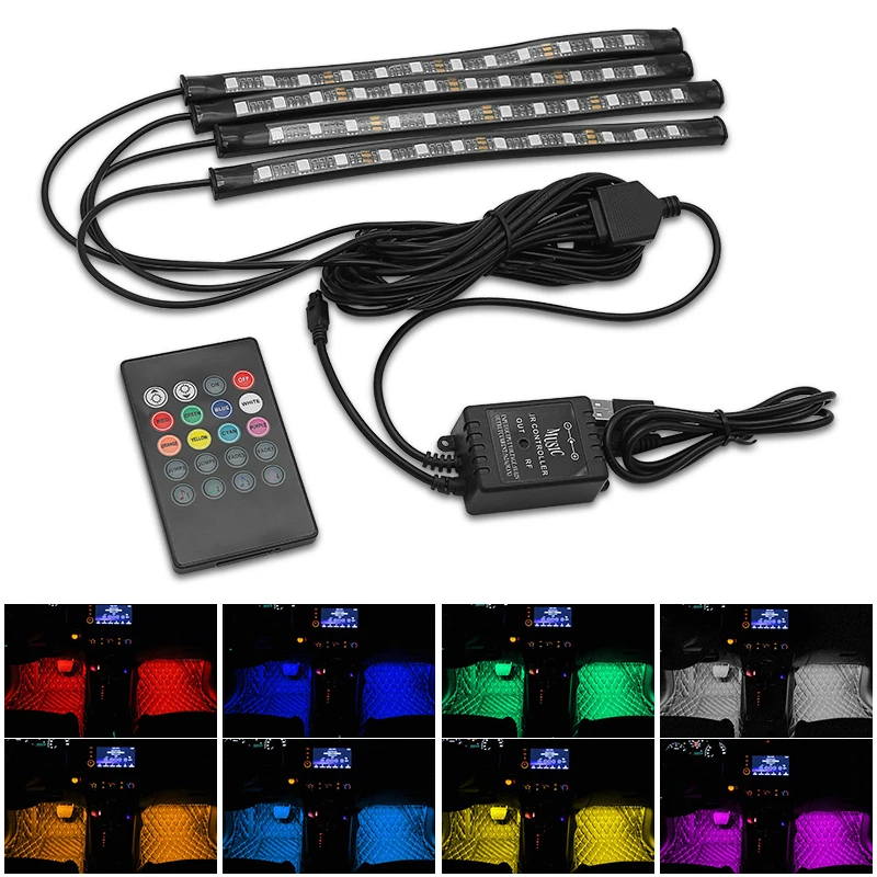 Интерьер автомобиля светильник RGB Светодиодные ленты Атмосфера лампы для Opel Vectra b