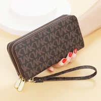 double zipper women long wallets clutches purse big letter fashion wristlet wallet phone portfel damski card holder lady wallets