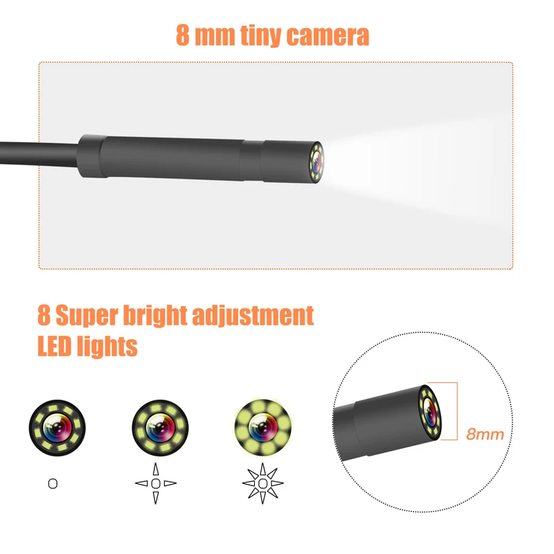 HD1080P IP67 8 мм Объектив экран эндоскоп камера Водонепроницаемый Бороскоп 4 3 дюймов HD