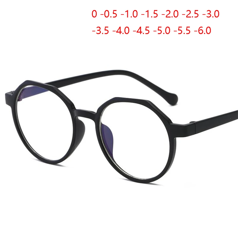 Retro Round Optics Eyeglasses Women Men Fashion Clear Mirror Myopia Lens Nearsighted Glasses 0-0.5-1.0-1.5 To-6.0