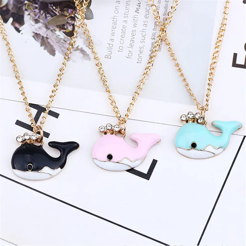Ожерелье ZRM Стразы ожерелье с Китом Очаровательное подвеской в виде рыбки из