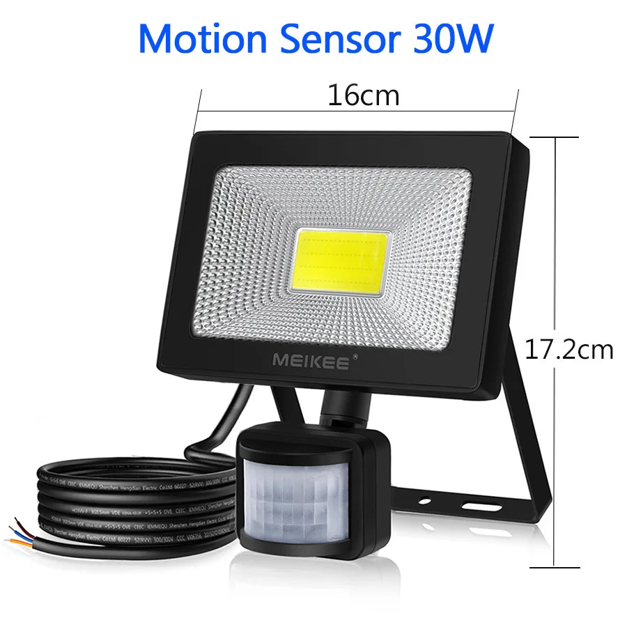 Motion Sensor 30W Движения Сенсор Светодиодный прожектор светильник мощностью 10 Вт, 20 Вт, 30 Вт, 50 Вт Водонепроницаемый AC110V 220V Светодиодный прожектор светильник отражатель лампы проектора на открытом воздухе точечный светильник - Испускаемый цвет: Motion Sensor 30W