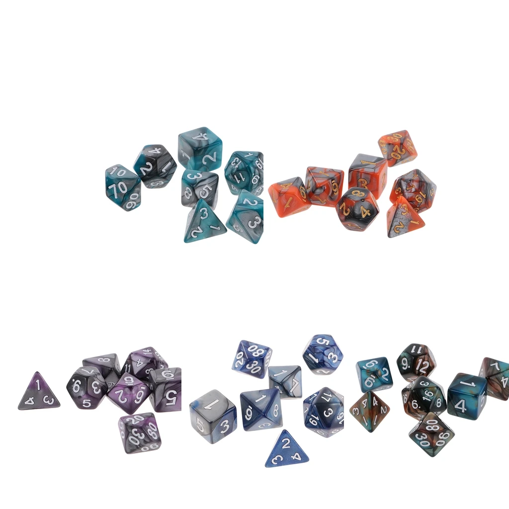 

7 шт., акриловые игрушки D20 D12 D10 D8 D6 D4 1,6 см