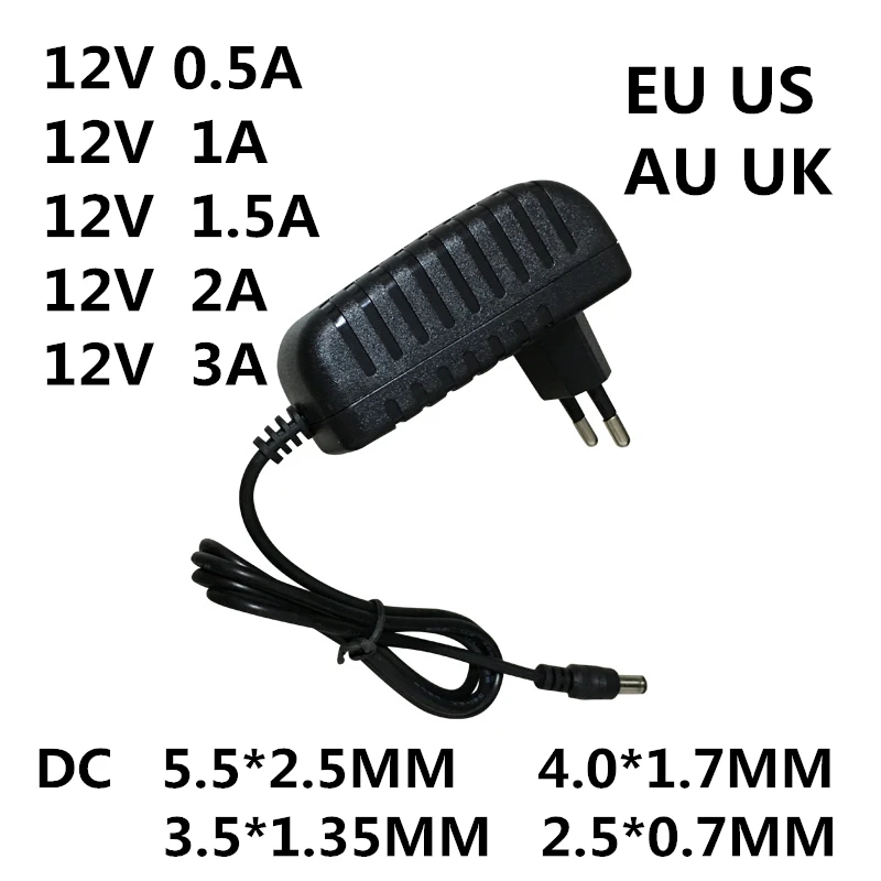 

1pcs AC 100-240V DC 12V 0.5A 0.8A 1A 1.5A 2A 3A Converter power Adapter Charger Power Supply 12 V Volt for LED light strips EVD