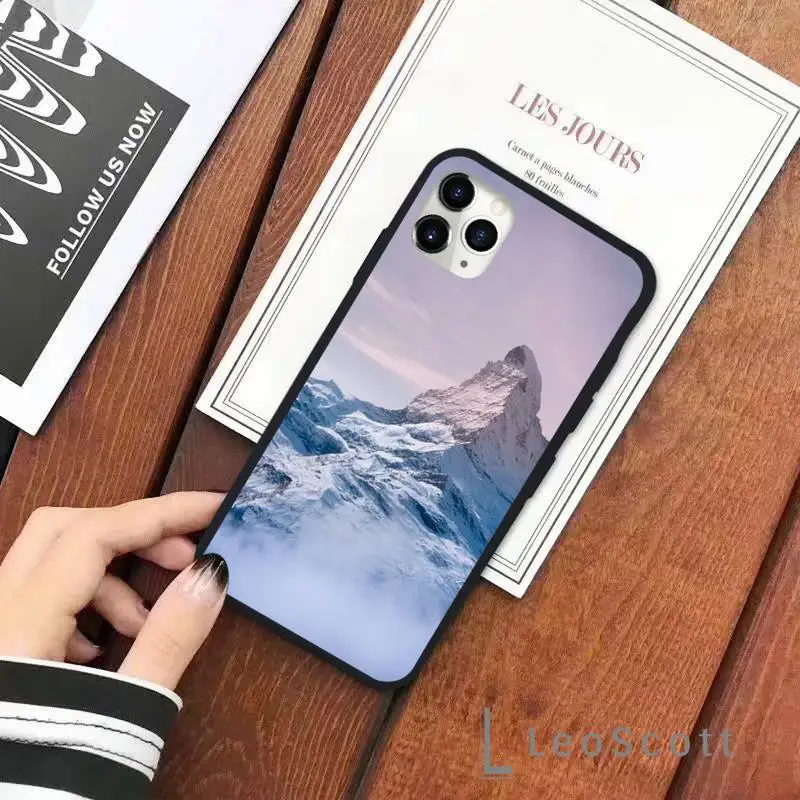 

Mountain sea scenery snow Phone Cases for iPhone 11 12 pro XS MAX 8 7 6 6S Plus X 5S SE 2020 XR Soft silicone
