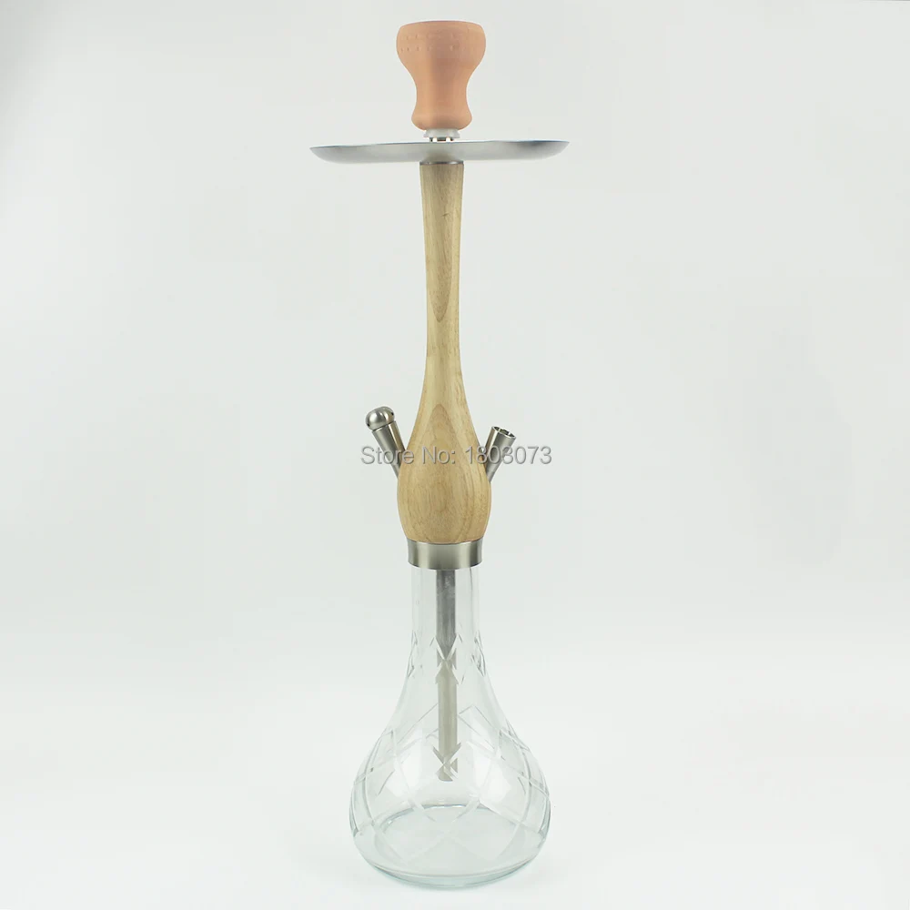 Хорошее качество, стеклянный кальян sheesha, желто-коричневый цвет, деревянный стебель, силиконовый шланг, петля, кончики рта, кальян для дома или бара