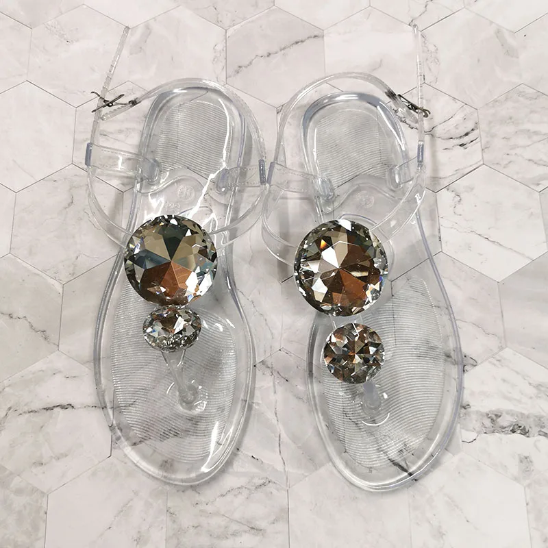 

Lager Size 42 Summer Sandal Women Explosion Diamond Jelly Shoes Female Sandals Fashion Transparent Shoes Flat Beach Sandal