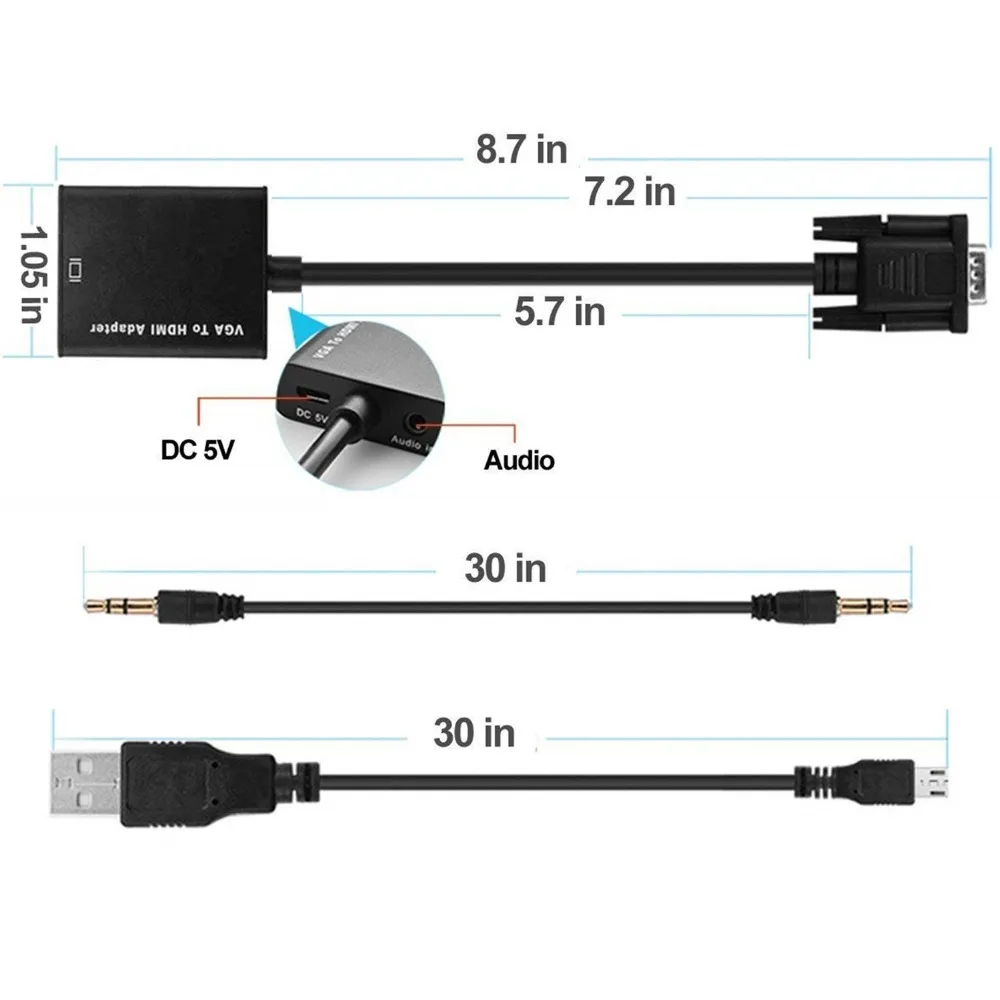 Преобразователь из VGA в HDMI адаптер Выход 1080P HD с аудио VGA2HDMI ТВ AV в HD ТВ Видео кабель конвертер адаптер для ТВ ПК