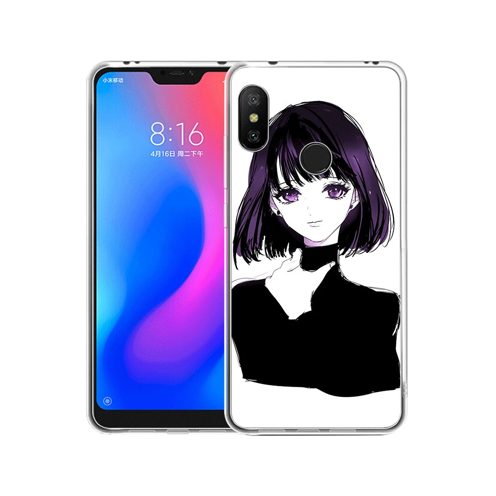 Чехол на мобильный телефон для Xiaomi Redmi Note 8 6 7 5 Pro 4 4X 5A аниме с фиолетовыми волосами