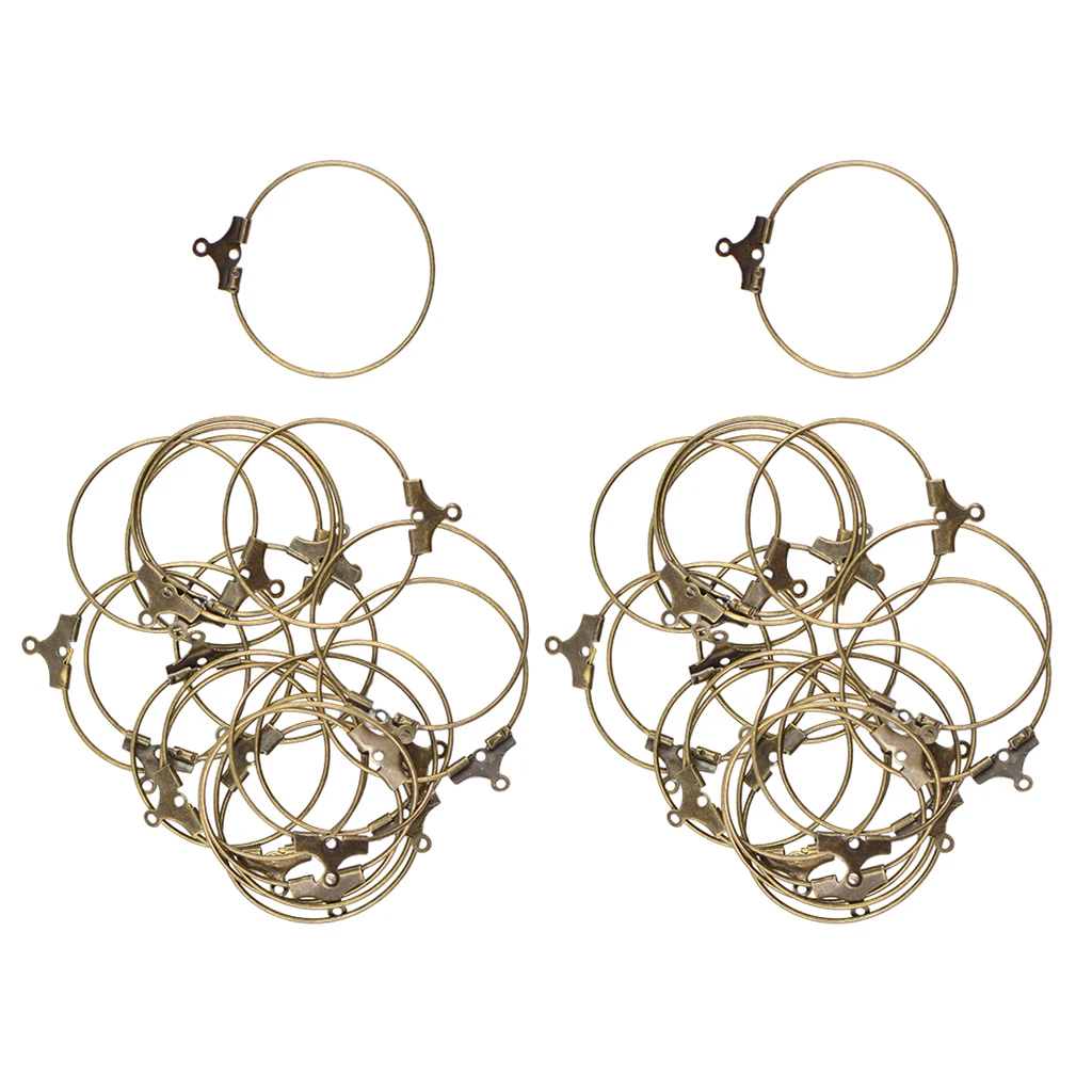 40 шт./партия бронзовые круглые серьги кольца из латуни гвоздики 25 мм гладкие с