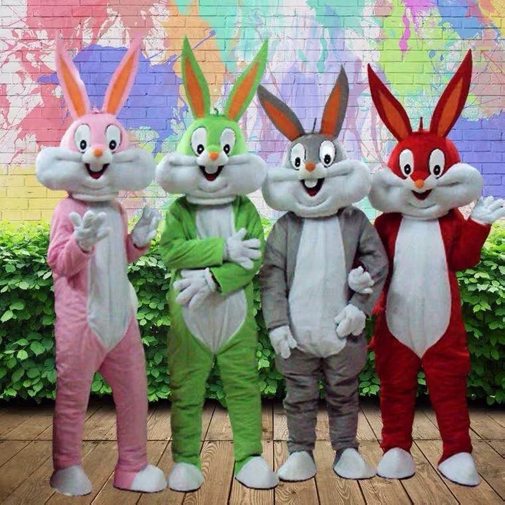 

Easter Bugs Bunny Looney Tunes Hare Lepus Jackrabbit Rabbit Mascot Costume With Big Mouth Mascotte Adult