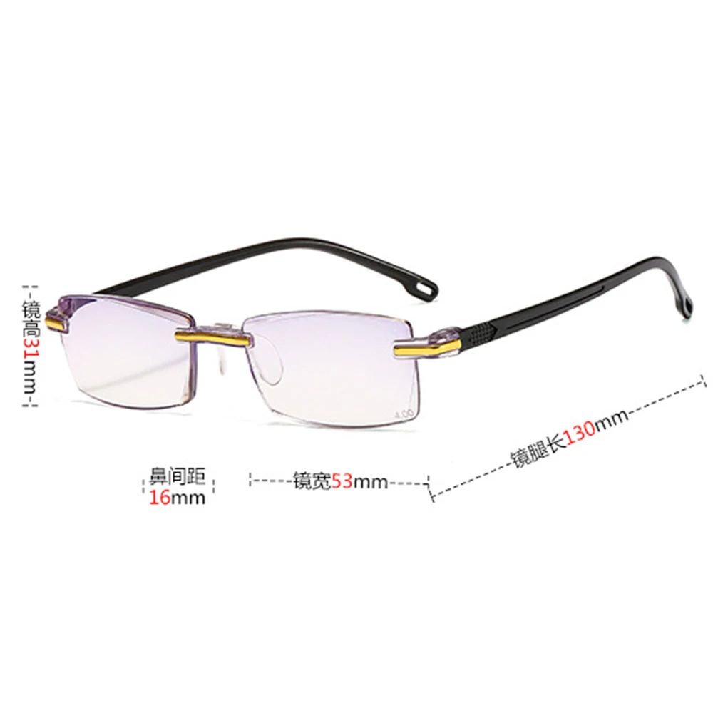 2 пары TR90 без оправы рамки вырезать Анти blu светильник линзы очки для чтения + 0 75 1 25