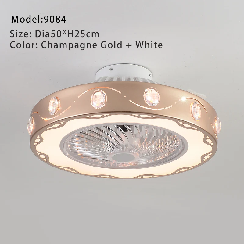 9084-Gold Светодиодный потолочный вентилятор для спальни, столовой, 110 В, 220 В, вентилятор, светильник, потолочные вентиляторы, светильник с дистанционным управлением - Цвет лезвия: 9084-Gold