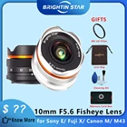 Brightin Star 10 мм F5.6 APS-C широкоугольный объектив рыбий глаз Prime с ручной фокусировкой для Sony E FE Canon EOS M Fuji X FX M43 Mount a6000 z6