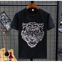 casual t shirt mens tiger hot drill large size 5xl short sleeve 2021 new summer high quality brand cotton o neck tees shirt 998