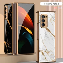 Plating Glass Case For Samsung Galaxy Z Fold 2 ZFold2 Case Full Protection Cover For Samsung Galaxy Z Fold 2 Fold2 5G Phone Bags