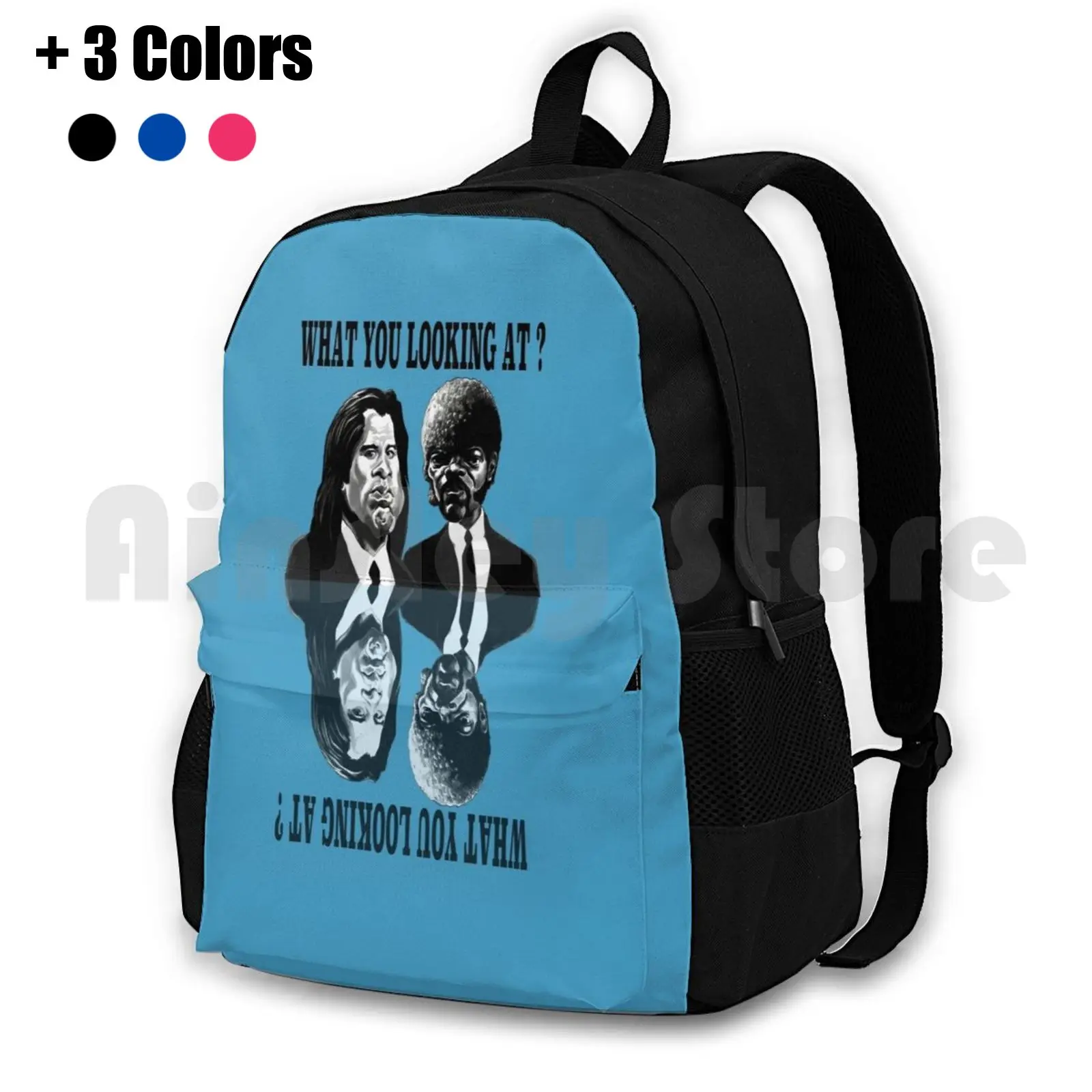 

Pulp Fiction " What You Looking At  Outdoor Hiking Backpack Waterproof Camping Travel Pulp Fiction Movies