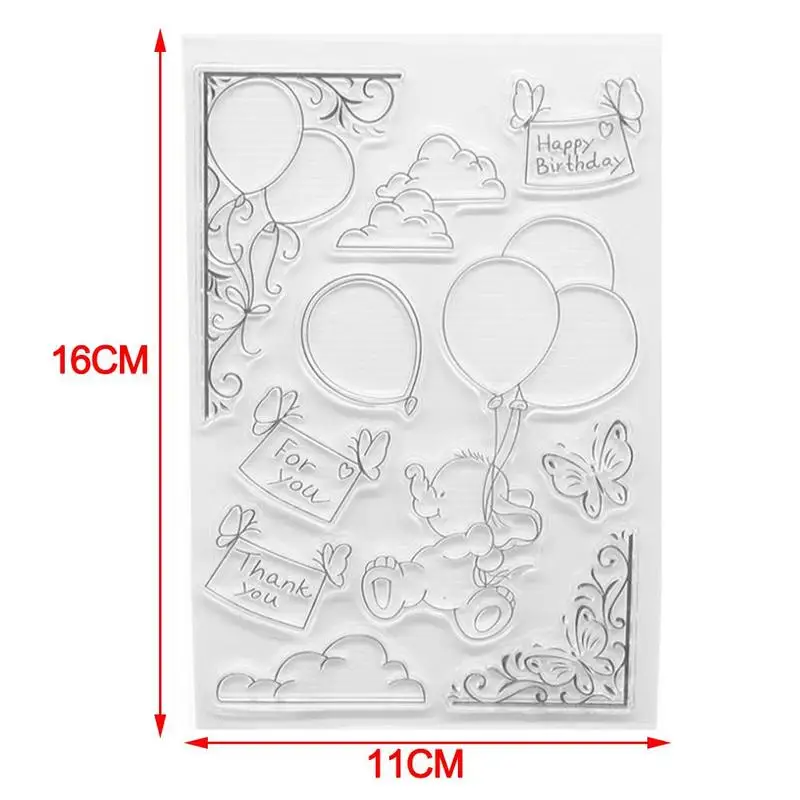 

Transparent Silicone Seal Balloon Elephant Pattern For Scrapbook Photo Album Cake Baking Decoration Tpr Material 11*16cm