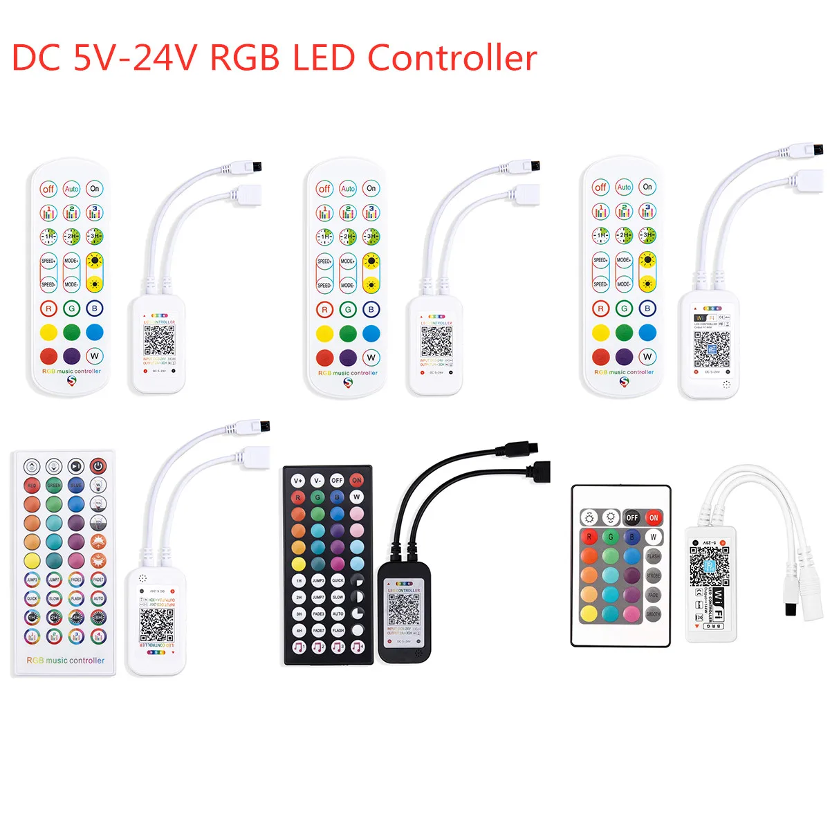 

RGB LED Controller DC 5V 12V 24V WIFI Bluetooth Smart Phone Control Wireless LED Strip Light Controller For 2835 5050 RGB Strip