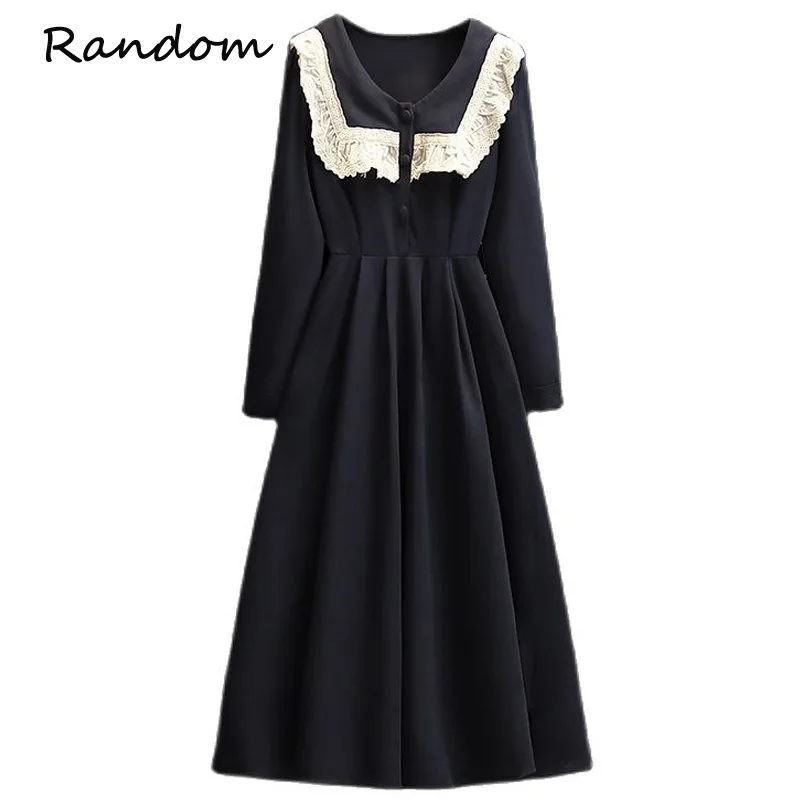 

Plus Size 4XL Women Vintage 90S Sweet Dolly Dress Long Sleeve Lace Patchwork Lolita Dresses Ladies Chic Y2K Autumn Winter Cloth