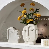 nordic home decor ceramic vase for flowers ins human face design living room decor home vase pot for dried flower white vase