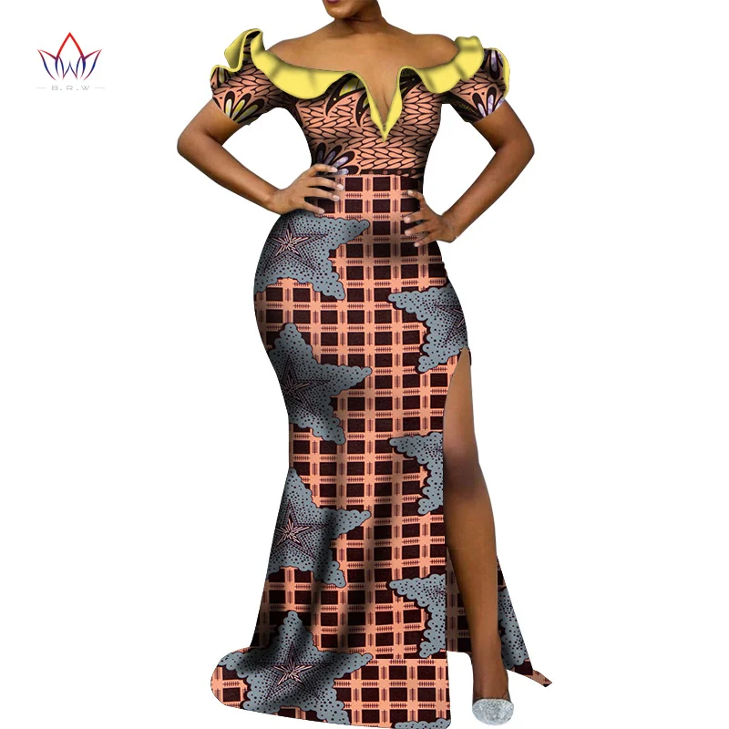 9 Vetement Femme Dashiki, африканские платья с v-образным вырезом для женщин, повседневные Свадебные вечерние африканские платья с коротким рукавом, Анкара, длинное платье swy5297 - Цвет: 9