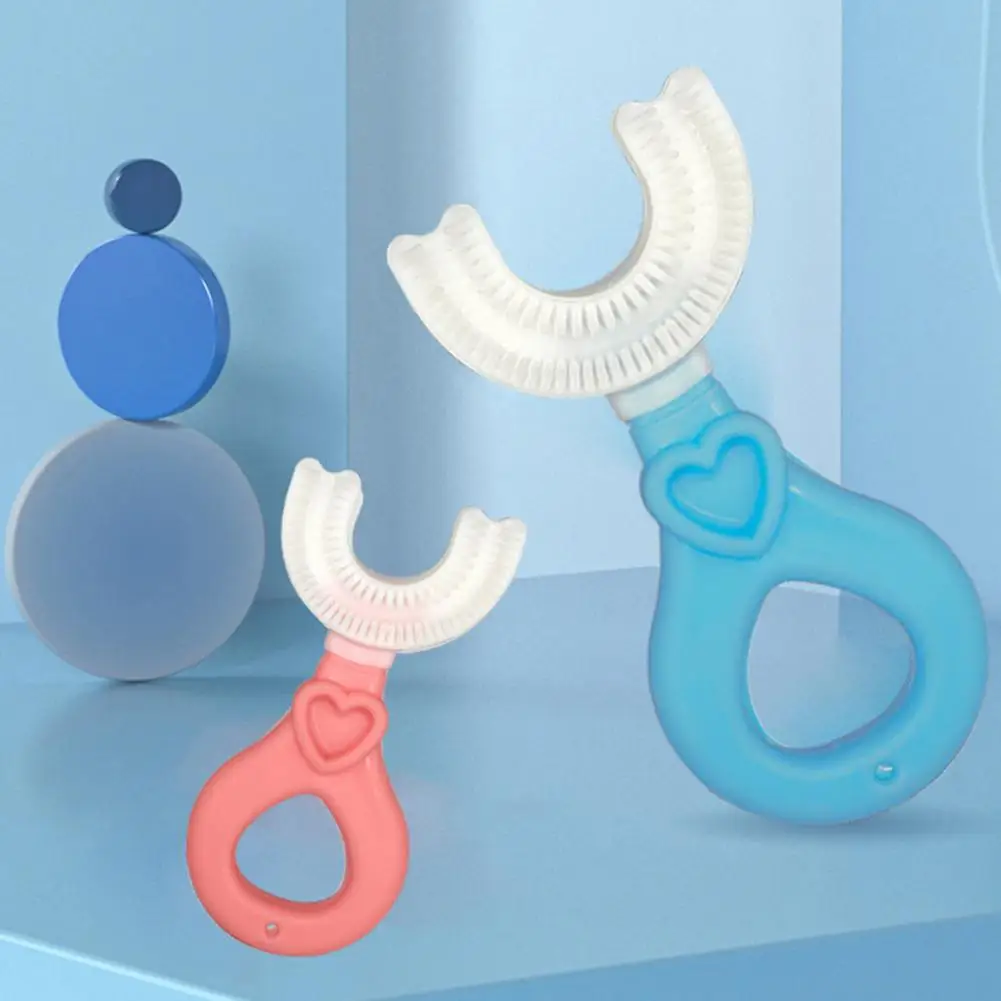 Cepillo de dientes en forma de U para ni&ntilde;os, cepillo de dientes con cabeza tipo U, Cuidado Oral, de mano, cerdas suaves-1
