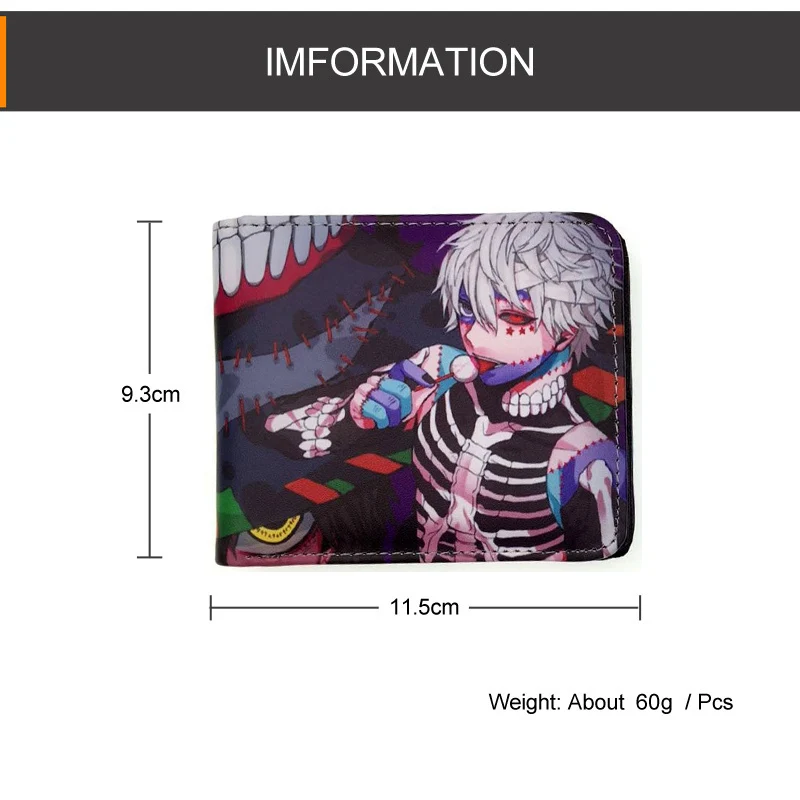 Аниме мультфильм Токийский Гуль Kaneki маска Аниме Би-Фолд бумажник ID держатель для карт