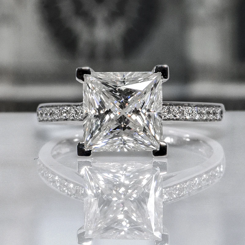 10K белое золото 1 2 3 4 5 карат квадратной формы огранка принцесса Moissanite алмазное