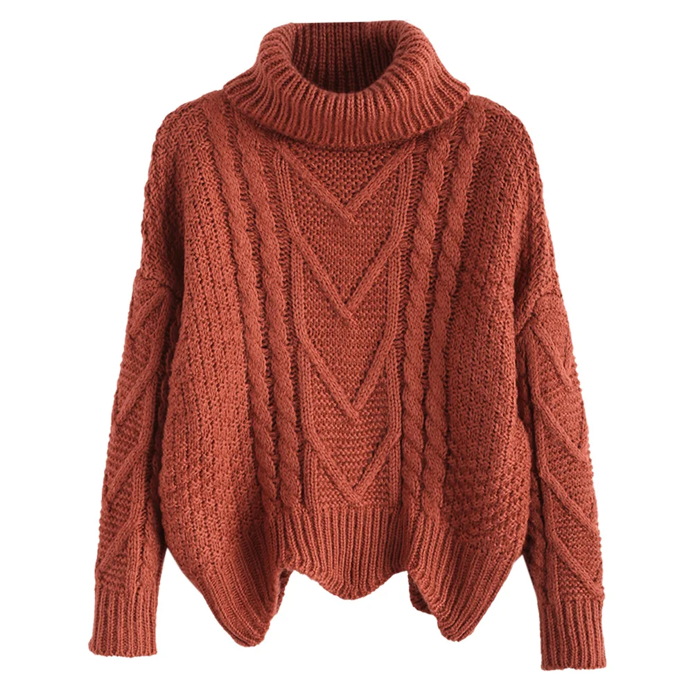 ZAFUL пуловер женский джемпер водолазка красный свитер теплый Рождественский