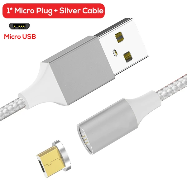 Магнитный мини-кабель-usb для samsung Xiaomi huawei Micro usb type C нейлоновый Плетеный светодиодный кабель USB C для IPhone X XS Max - Цвет: Sliver Micro Cable