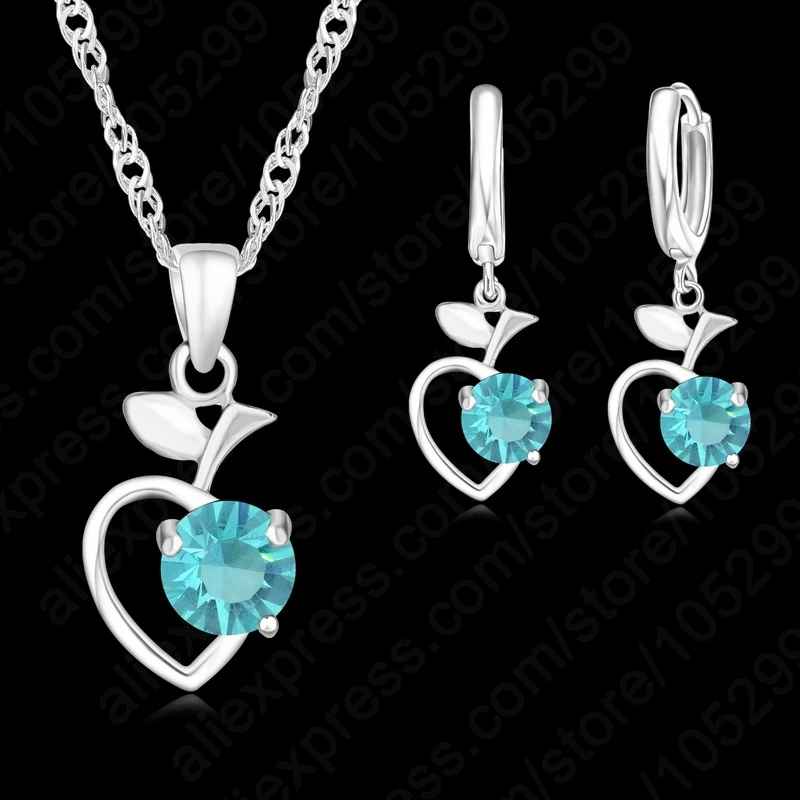 Женский комплект ювелирных изделий серебряное ожерелье/серьги из фианита и