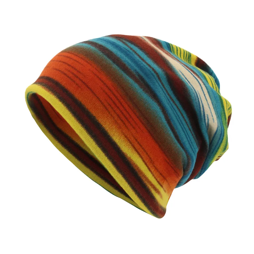 

Stripe Print Unisex Beanies Casaul Outdoor Convertible Windproof Men And Women Hats Simple Western Style Vintage Mankind Chapeau