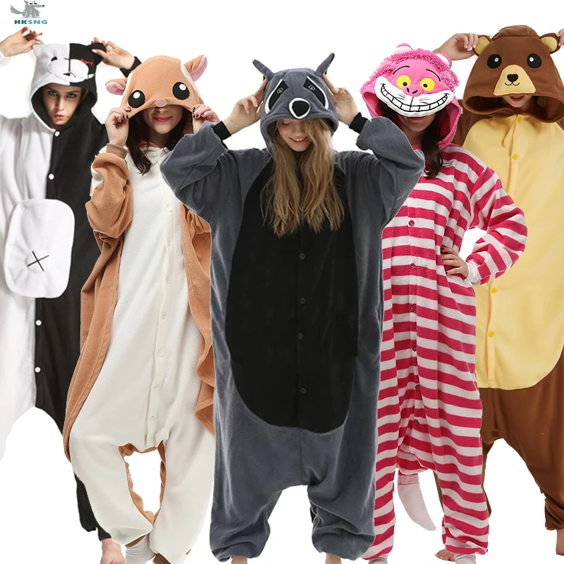 

HKSNG Kigurumi Animal Adults Cat Bear Shark Onesies Pajama Raccoon Costumes Dragon Jumpsuit Christmas Gift