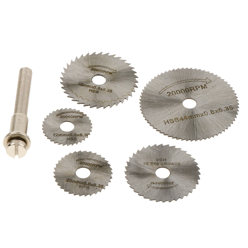 

6pcs 22-44mm Cutting Discs with Mandrel For Metal Wooden Cutting Blades