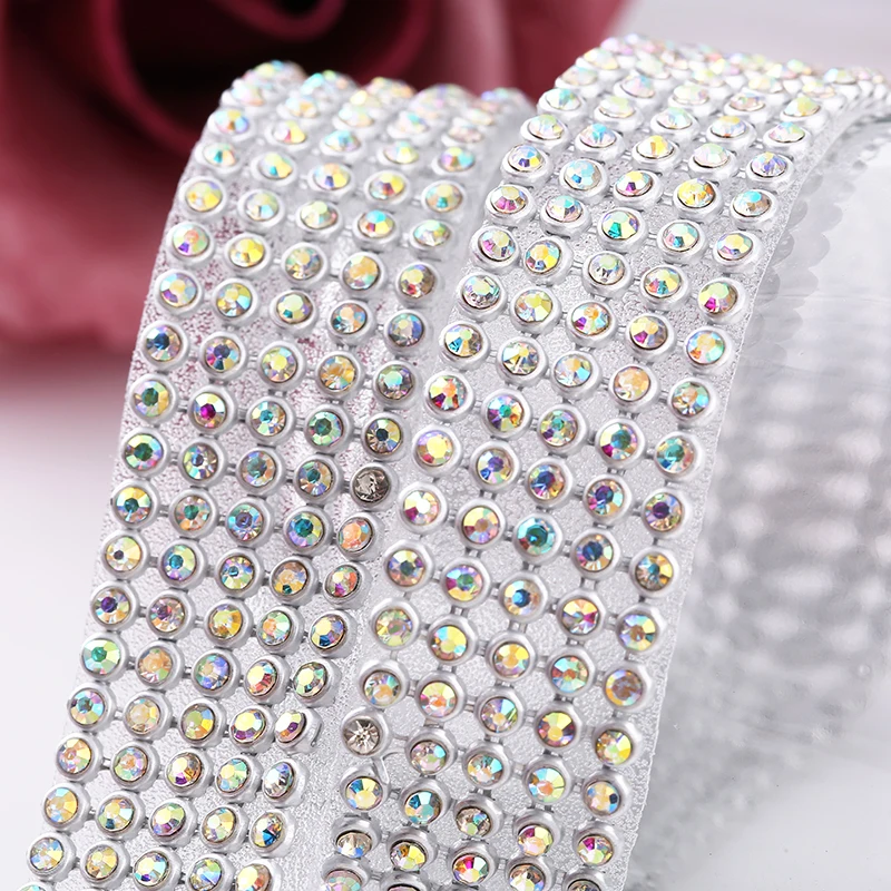 RESEN 2/3/4/5/6/8/10rows Hotfix Gold Crystal AB Rhinestone Trimings Flatback Trims with Glue Base Trim | Дом и сад