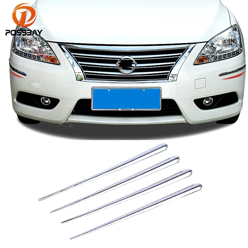 

POSSBAY Chrome Front Rear Bumper Protector Guards Universal Bumper Lip Anti-rub Scratch Corner Strip Decals Soft Car Stickers