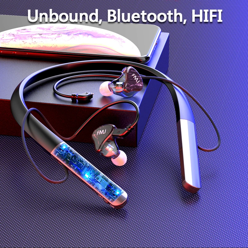 FMJ S6 смолой на шею Двойное действие в ухо Bluetooth гарнитура двусторонняя стерео