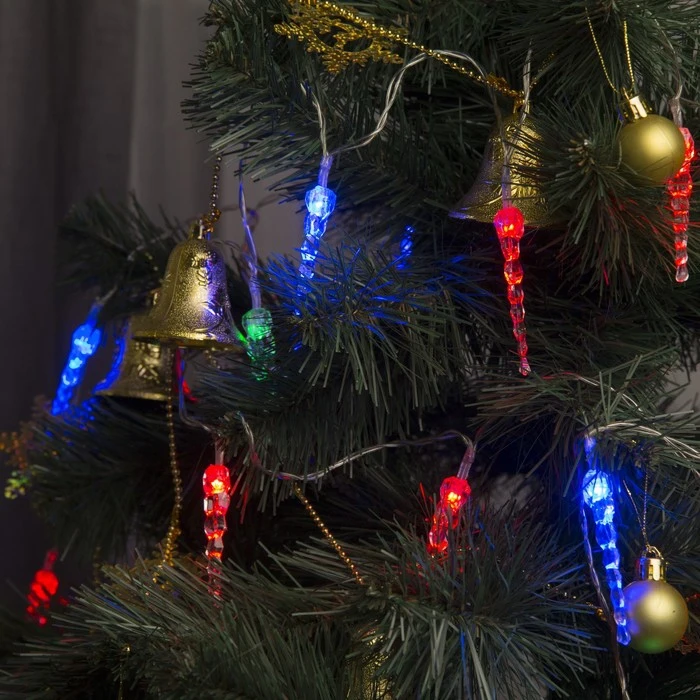 Гирлянда &quotНить&quot с насадками &quotСосульки 7 5см&quot 3 м LED-20-3 6V 3*AA нить прозрачная