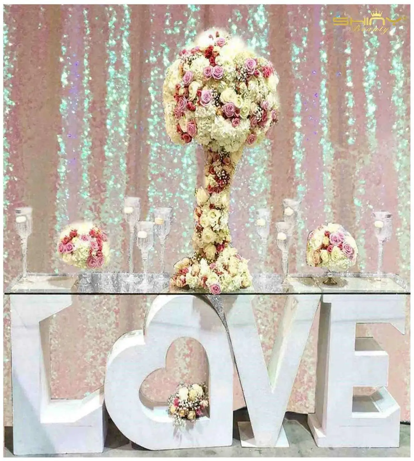 Shinybeauty блестки шторы переливающийся розовый цвет блесток фон свадьба сцена Backdrop