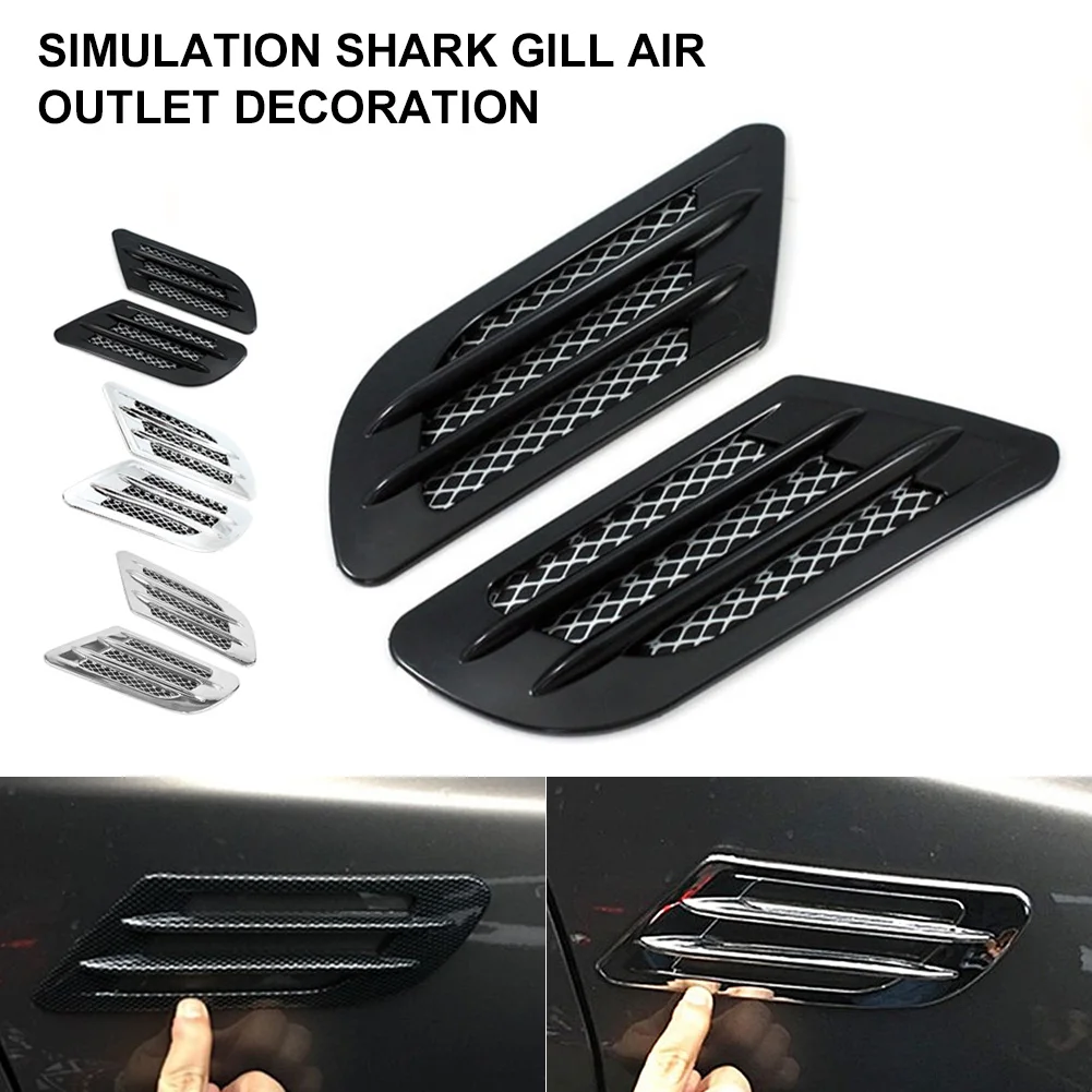 

2pcs Car Exterior Decoration Air Flow Fender Carbon Black Fiber Side Air Intake Vent Decor Sticker Car Styling Universal Sticker