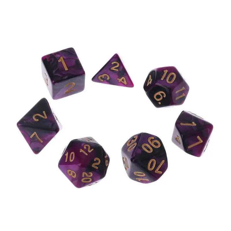 

7Pcs/set Cross-border Supply Board Game Running Group Multi-faceted Digital Dice Board Game Purple and Black Double Color