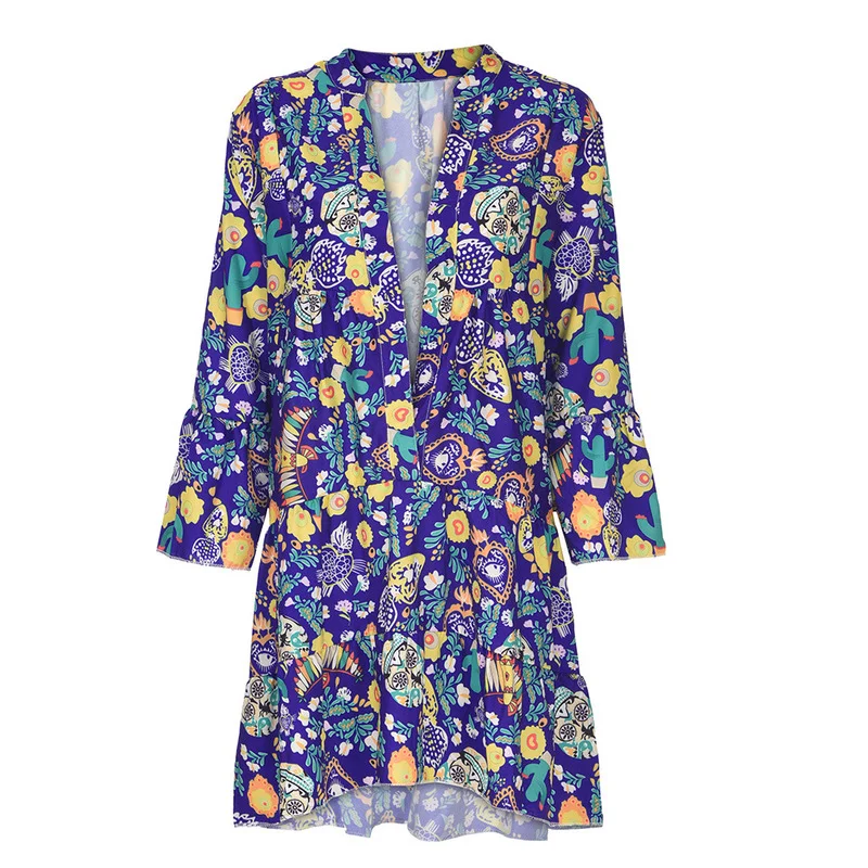 Модное летнее Повседневное платье женское элегантное пляжное с принтом Zomer Jurk