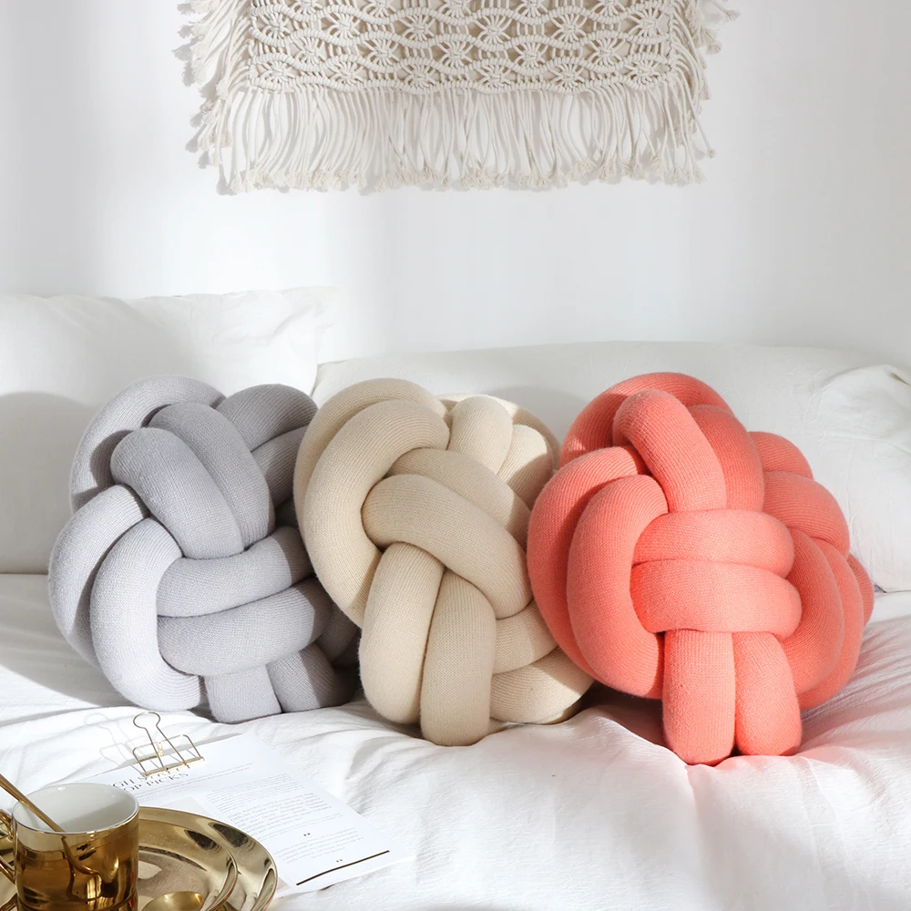 REGINA-almohada con forma de nido de p&aacute;jaro, coj&iacute;n de hilo grueso con nudo de mano para sof&aacute;, silla, siesta, descanso de manos, asiento de coche/respaldo s&oacute;lido-2