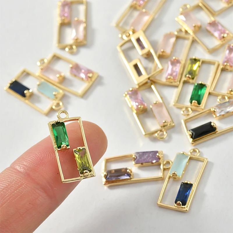2 шт. циркониевые прямоугольные подвески из меди 18 К | Украшения и аксессуары