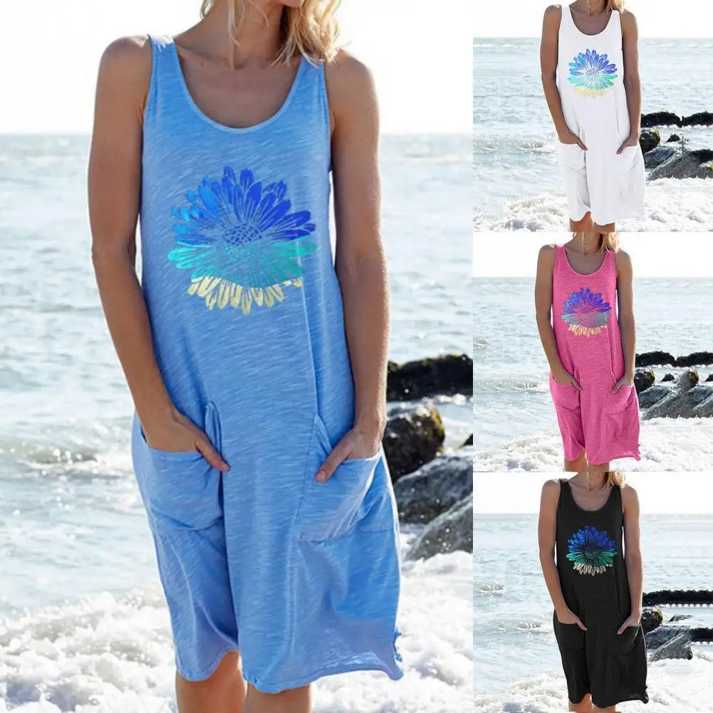 

SANWOOD/женские туфли; Модная повседневная однотонная одежда для детей с круглым вырезом Цвет жилет без рукавов мягкий Длинное свободное Плать...