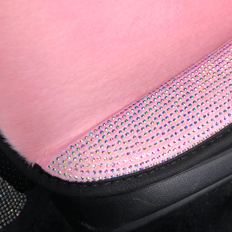 

Rhinestone Car Seat Cover Pink Plush Diamond Auto Interior Seat Cushion Universal Size Seats Covers Girls Women Car Styling